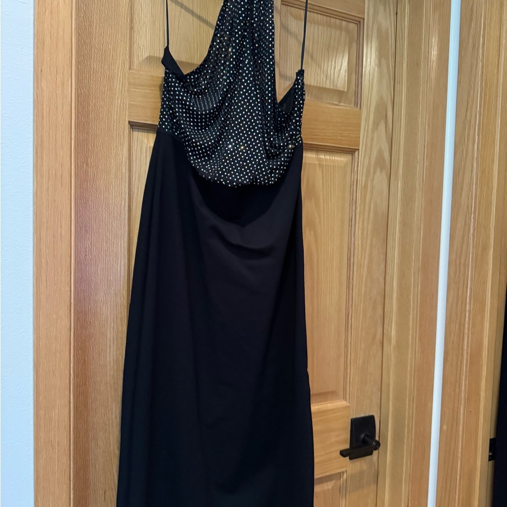 Black Diamonte embellished Midi Dress Petite